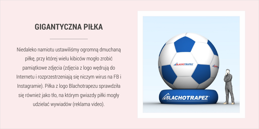 Gigantyczna dmuchana piłka z logo Blachotrapez